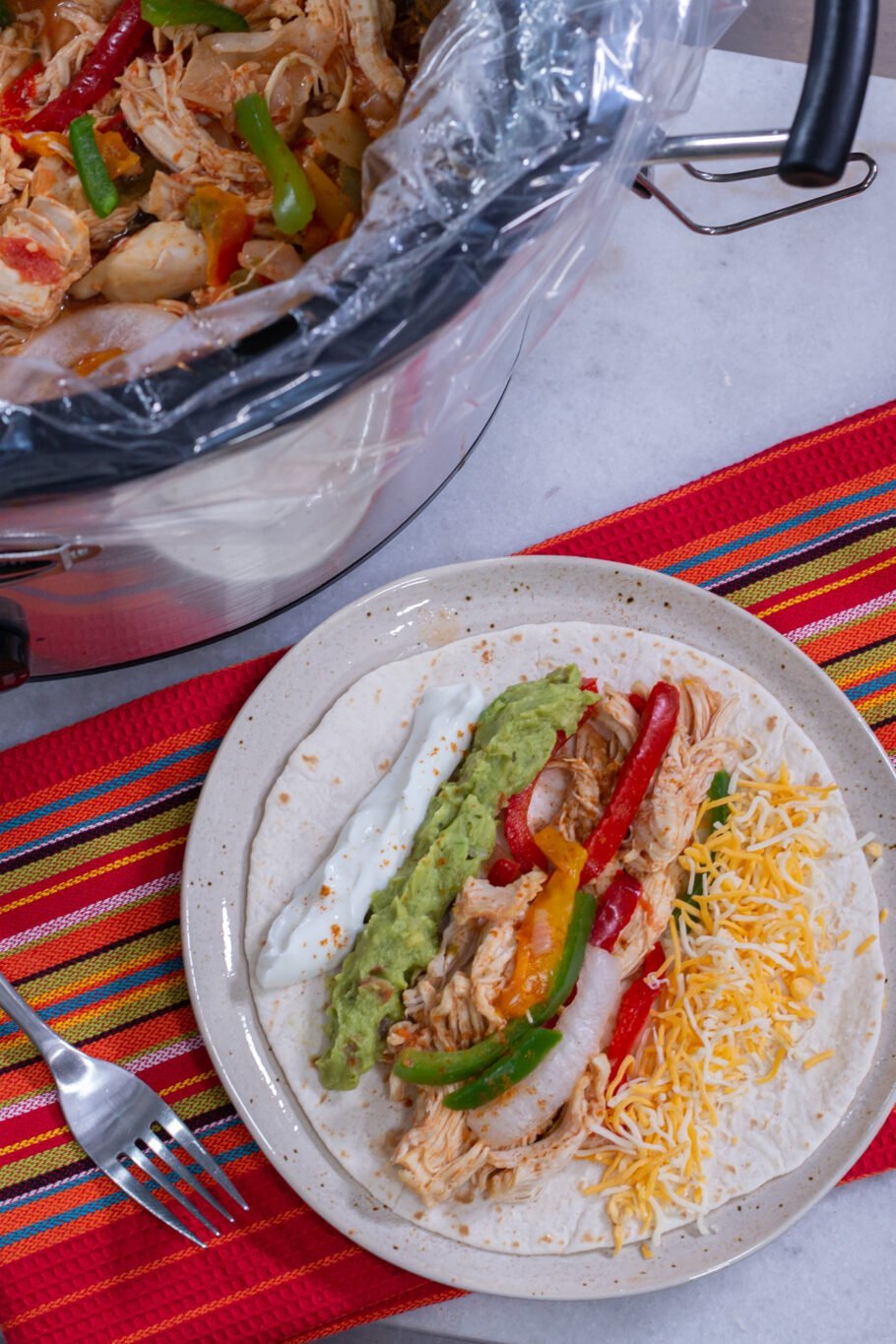 Low Carb Slow Cooker Chicken Fajitas Above